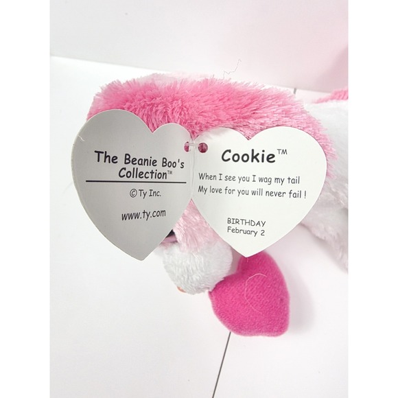 TY The Beanie Boo's Collection Cookie The Pink Valentine Heart Dog  W/ Tags - Picture 4 of 4